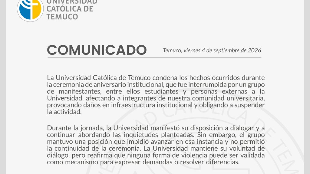 UCT SUSPENDE CEREMONIA DE ANIVERSARIO TRAS INCIDENTES Y REAFIRMA…
