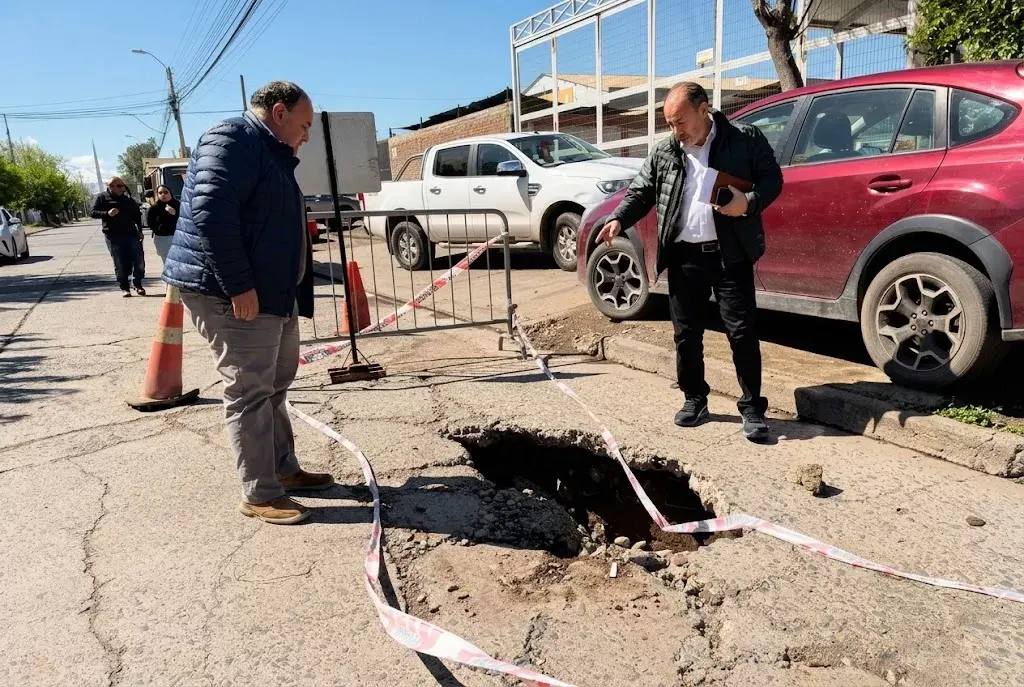 Socavón en avenida Las Heras deja al descubierto antiguos túneles en…