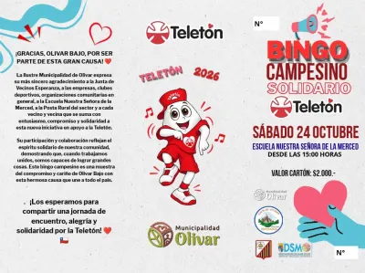 Bingo campesino solidario reunirá a Olivar Bajo por la Teletón 2026